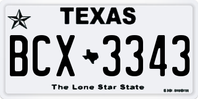 TX license plate BCX3343