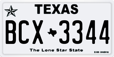 TX license plate BCX3344