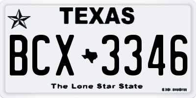 TX license plate BCX3346