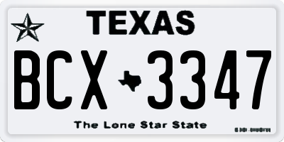 TX license plate BCX3347