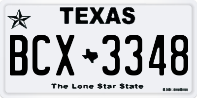 TX license plate BCX3348