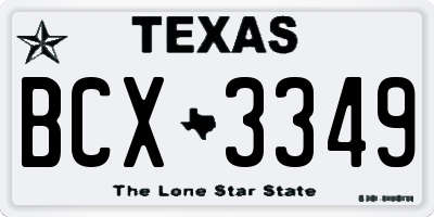 TX license plate BCX3349