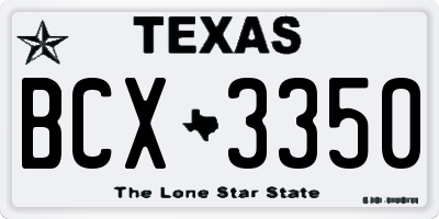 TX license plate BCX3350