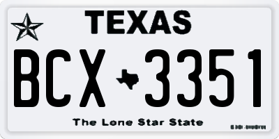 TX license plate BCX3351