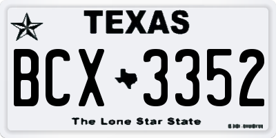 TX license plate BCX3352