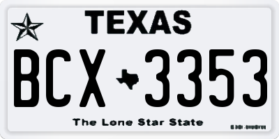 TX license plate BCX3353