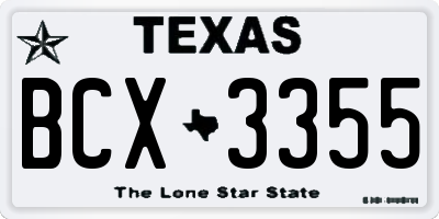 TX license plate BCX3355