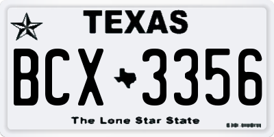 TX license plate BCX3356