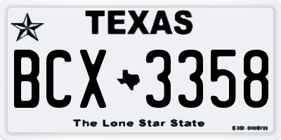 TX license plate BCX3358