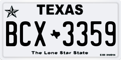 TX license plate BCX3359