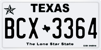 TX license plate BCX3364