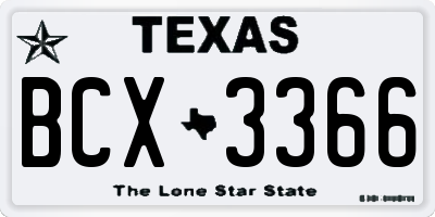 TX license plate BCX3366
