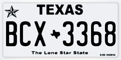 TX license plate BCX3368