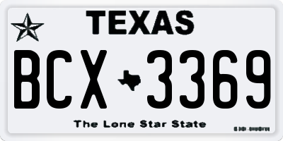 TX license plate BCX3369