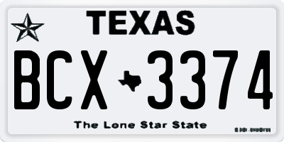 TX license plate BCX3374