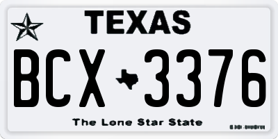 TX license plate BCX3376