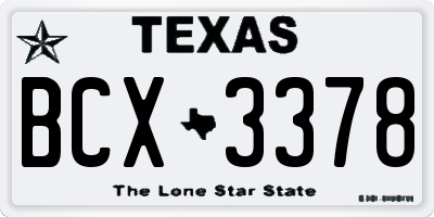 TX license plate BCX3378