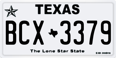 TX license plate BCX3379