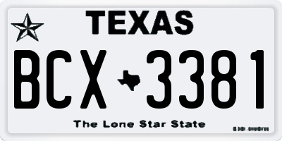 TX license plate BCX3381