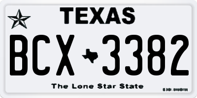 TX license plate BCX3382