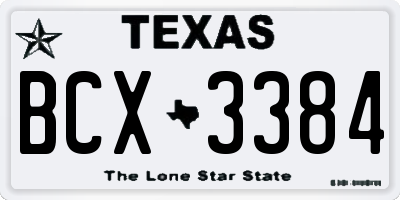 TX license plate BCX3384