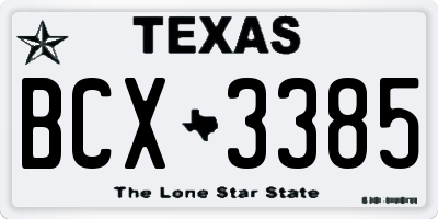 TX license plate BCX3385