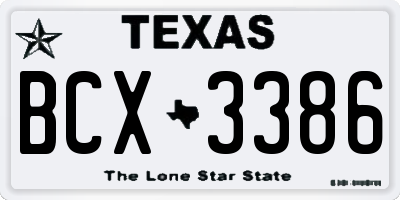 TX license plate BCX3386