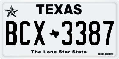 TX license plate BCX3387