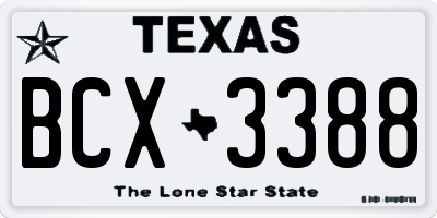 TX license plate BCX3388