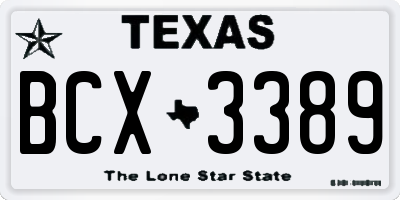 TX license plate BCX3389