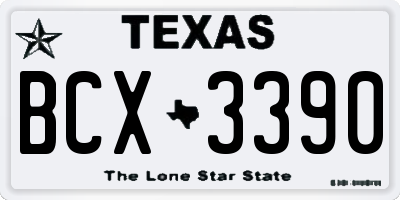 TX license plate BCX3390