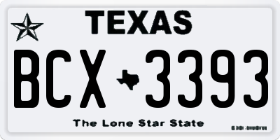 TX license plate BCX3393