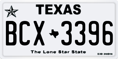 TX license plate BCX3396