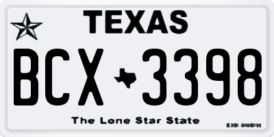 TX license plate BCX3398