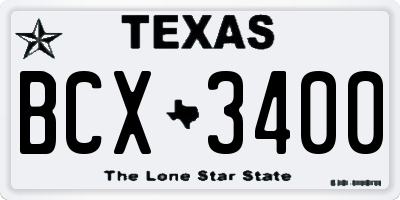 TX license plate BCX3400