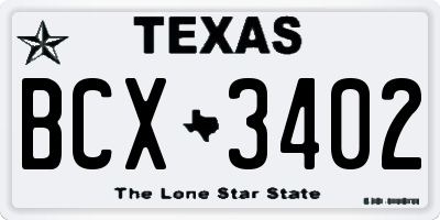 TX license plate BCX3402