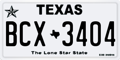 TX license plate BCX3404