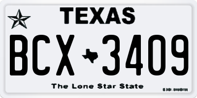 TX license plate BCX3409