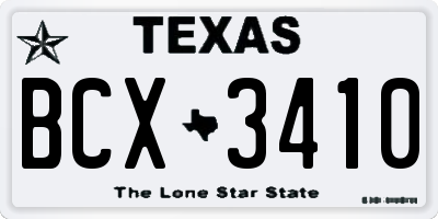 TX license plate BCX3410