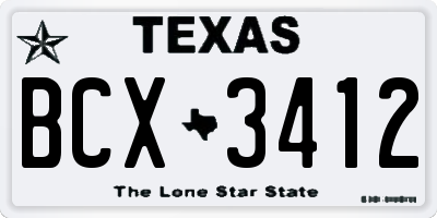 TX license plate BCX3412