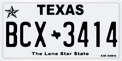 TX license plate BCX3414