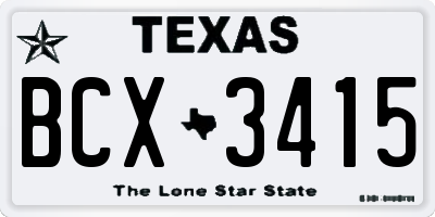 TX license plate BCX3415