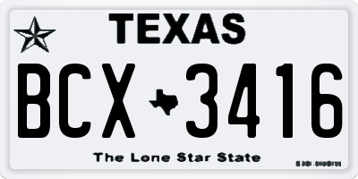 TX license plate BCX3416