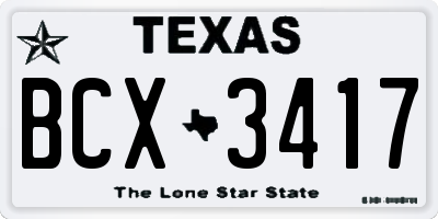 TX license plate BCX3417