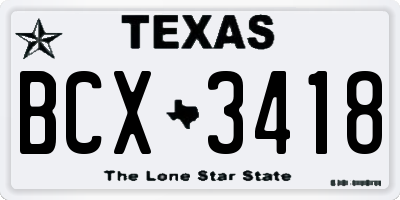 TX license plate BCX3418