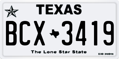 TX license plate BCX3419