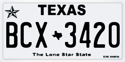 TX license plate BCX3420