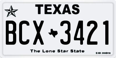 TX license plate BCX3421