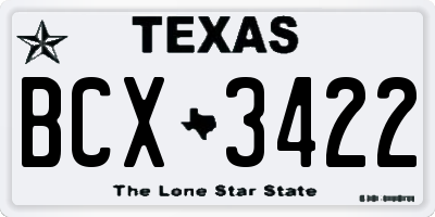 TX license plate BCX3422