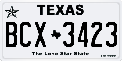 TX license plate BCX3423